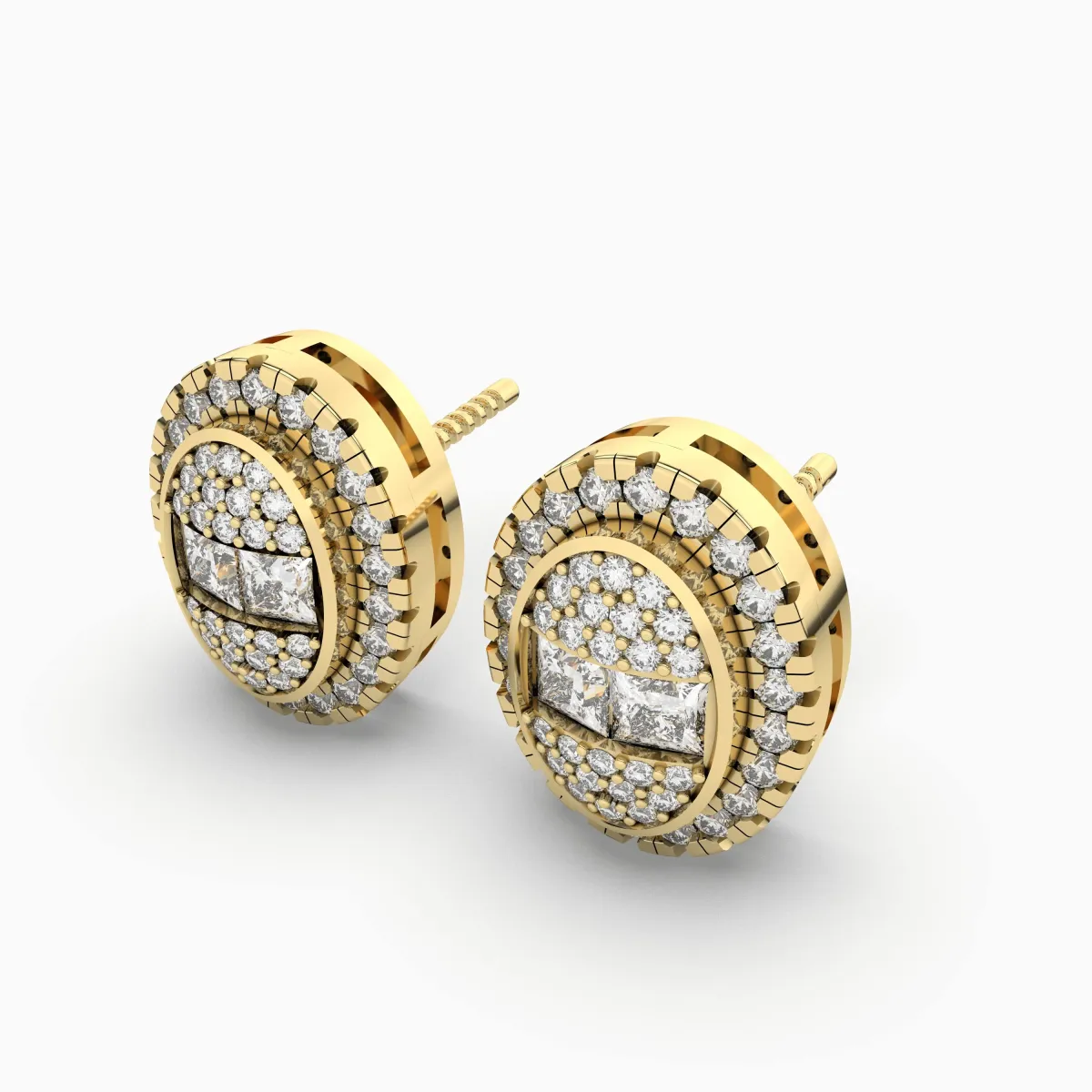 Stunning Halo Natural Diamond Stud Earring