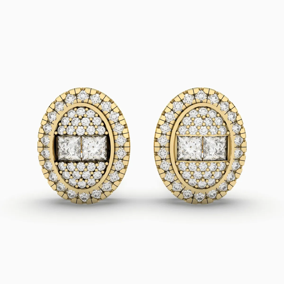 Stunning Halo Natural Diamond Stud Earring