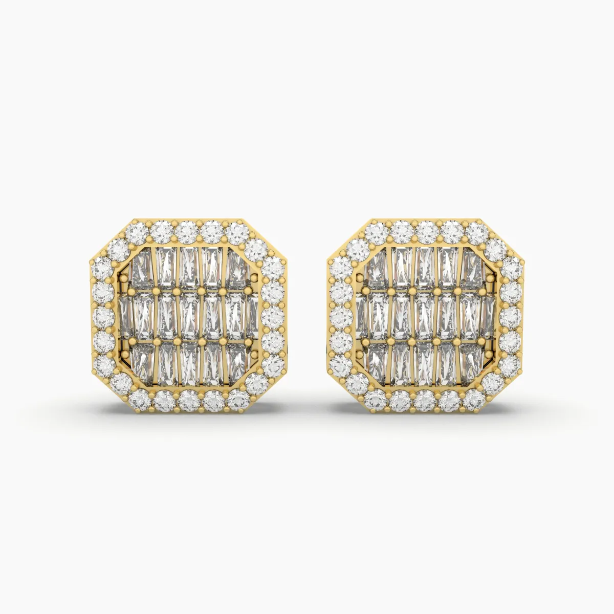 Natural Diamond Stud Earrings For Unisex