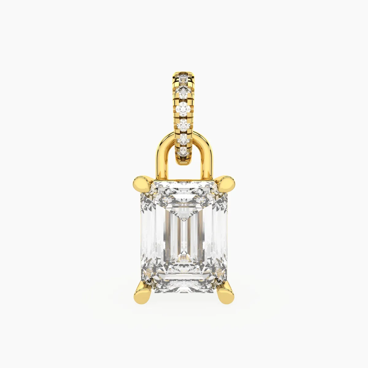 Elegant Padlock Style Emerald Shape Lab Grown Diamond Pendant
