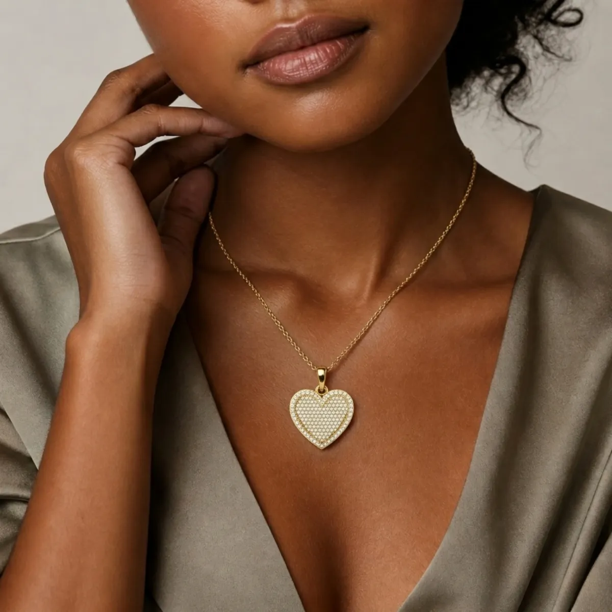 Heart-Shaped Natural Diamond Pendant
