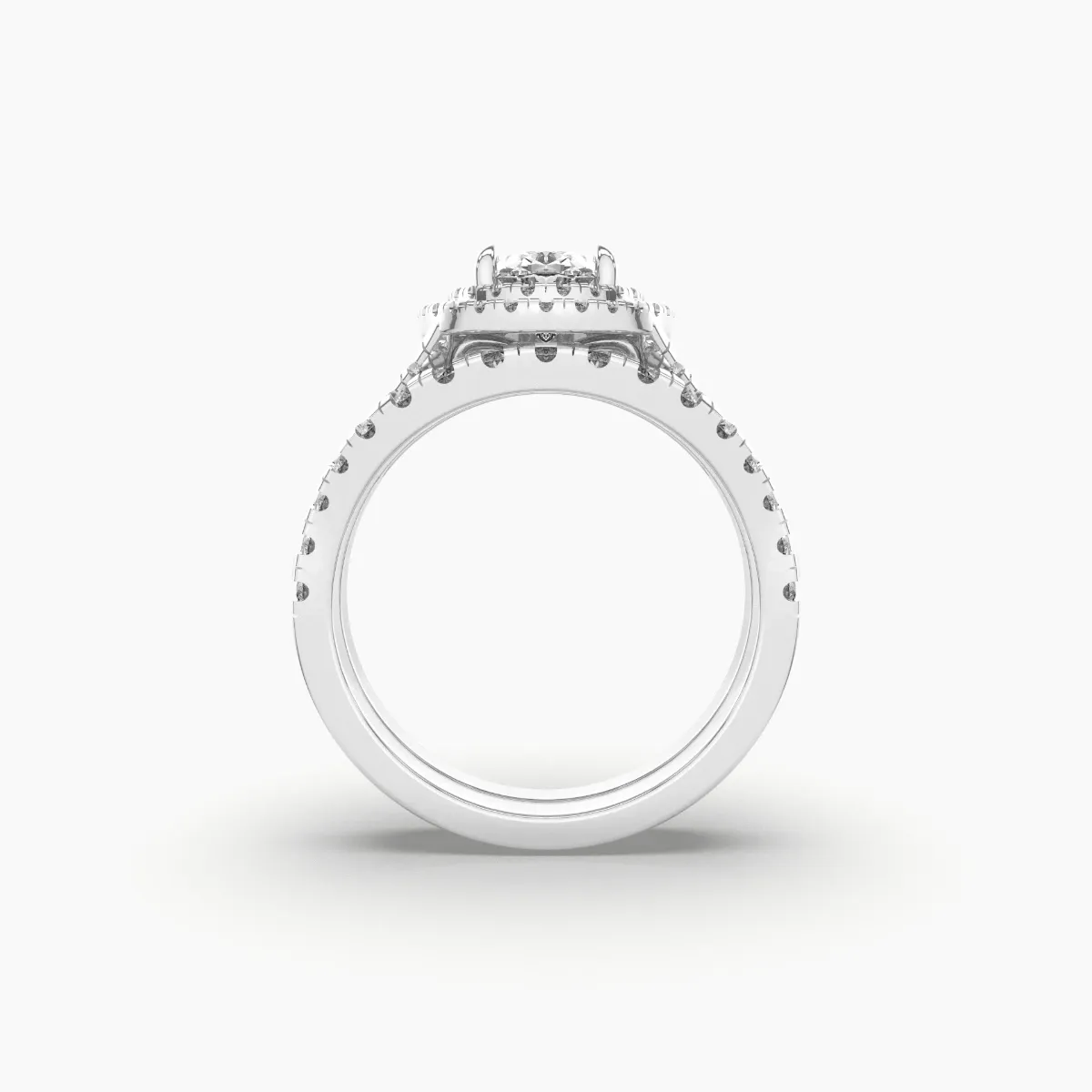 Split Shank Oval Diamond Double Halo Engagement Ring