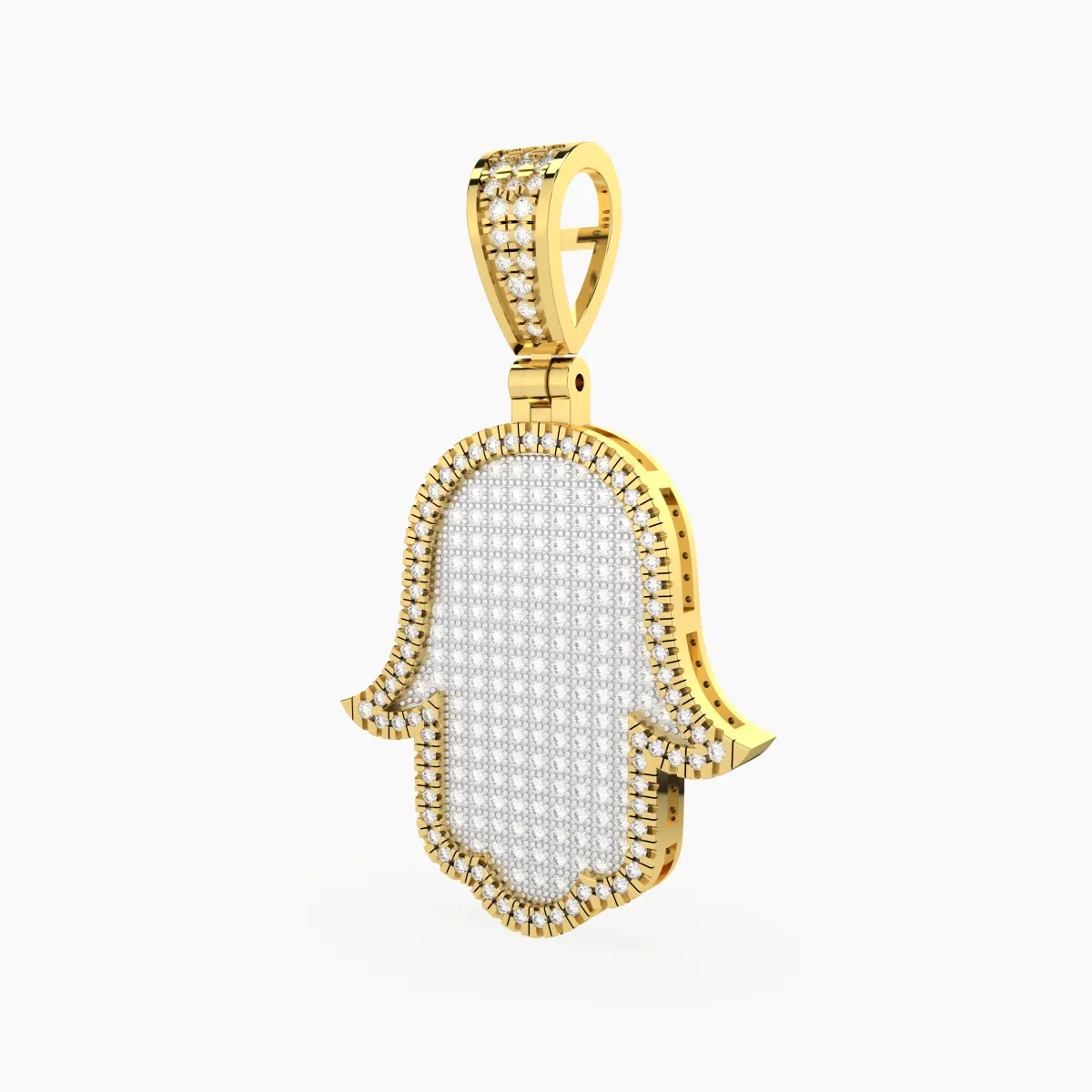 Iced-Out Lab Grown Diamond Hamsa Pendant
