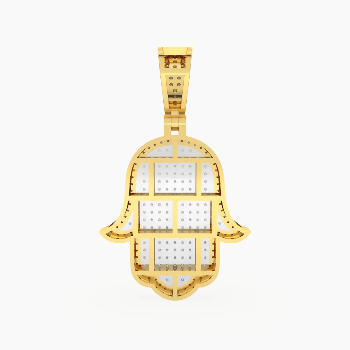 Iced-Out Lab Grown Diamond Hamsa Pendant