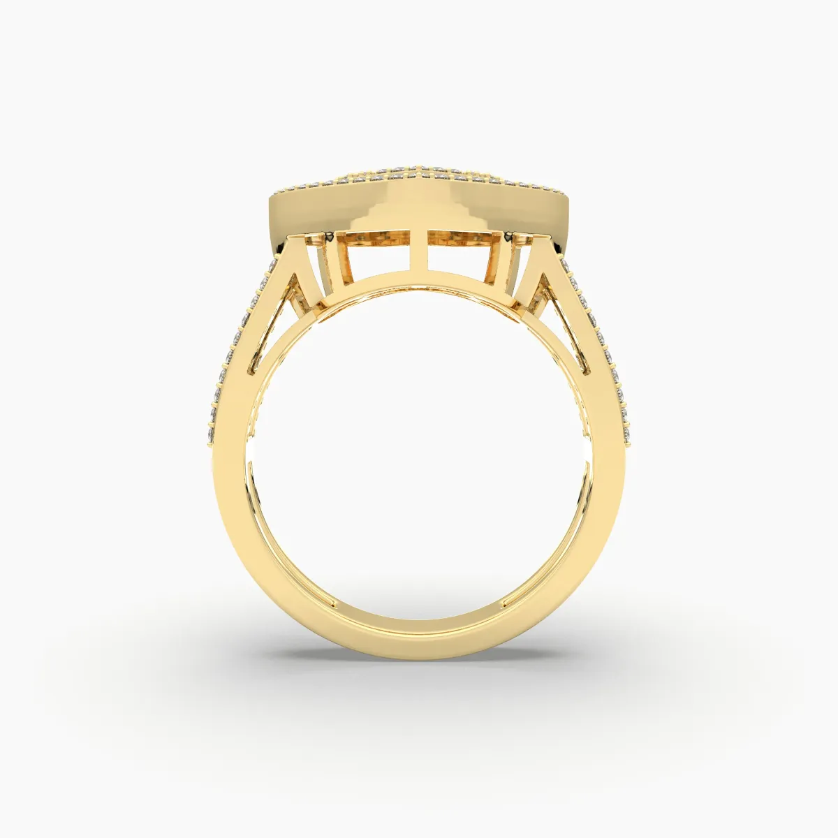 Baguette And Round Natural Diamond Bubble Heart Ring