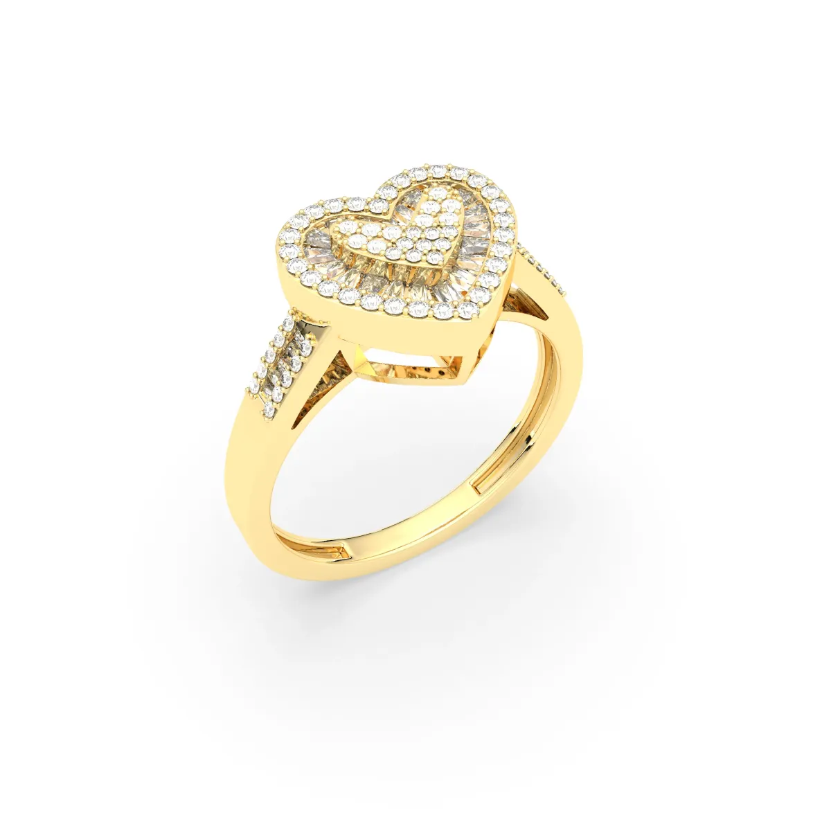 Round Natural Diamond Promise Heart Ring