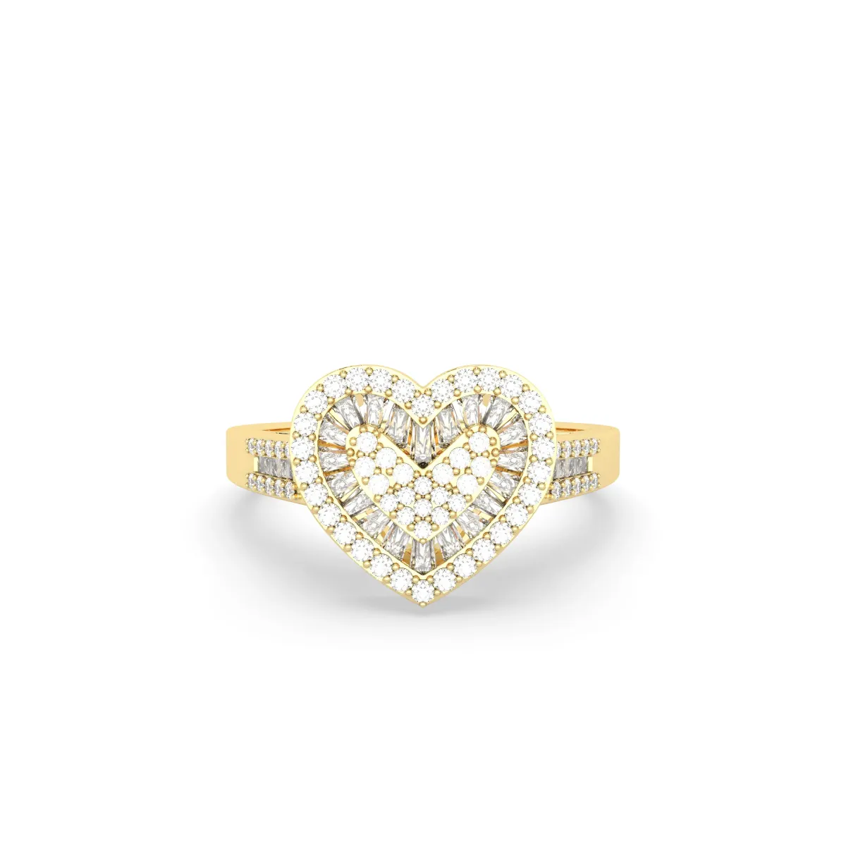 Round Natural Diamond Promise Heart Ring