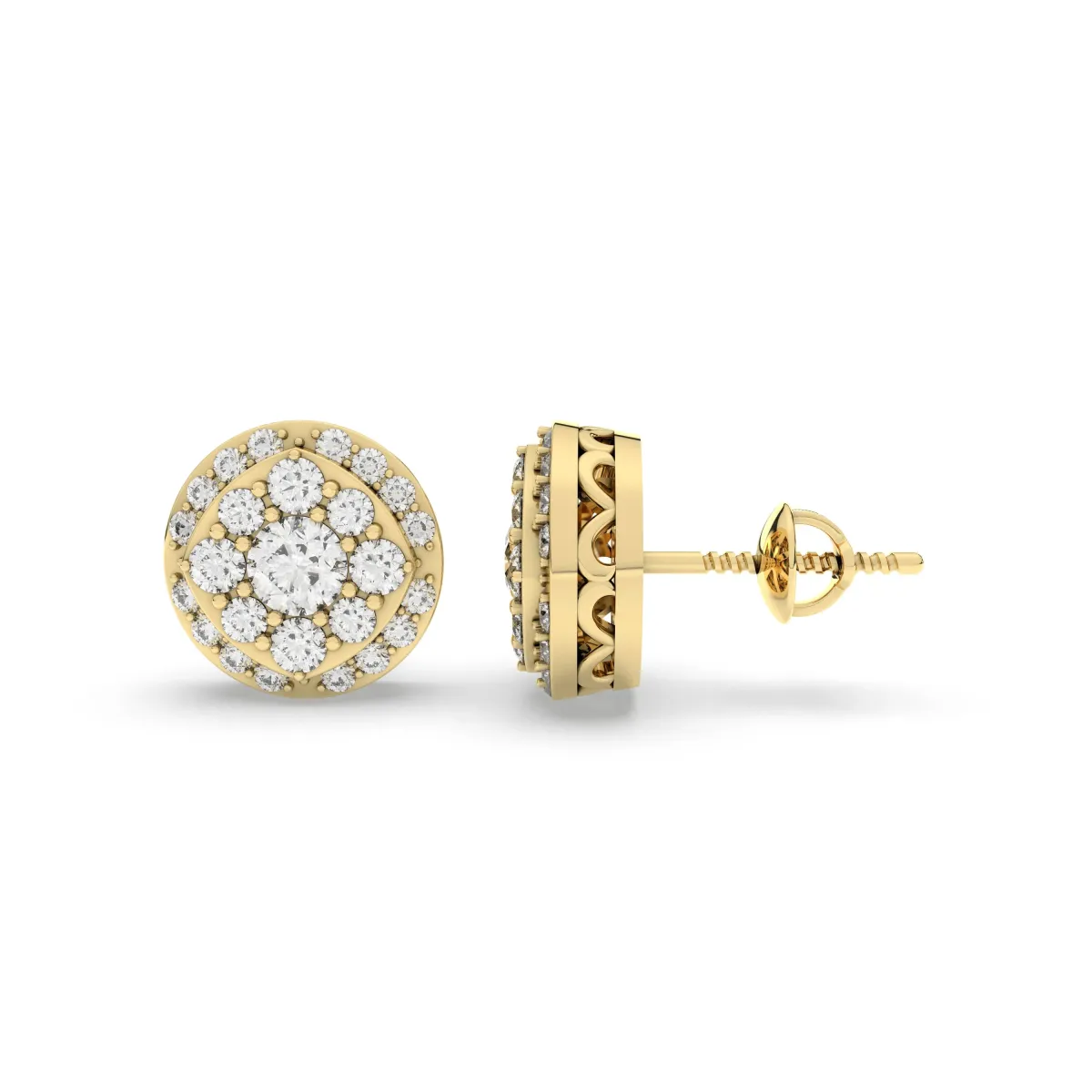 Cluster 0.63 CT.T.W Round Natural Diamond Stylish Stud Earring