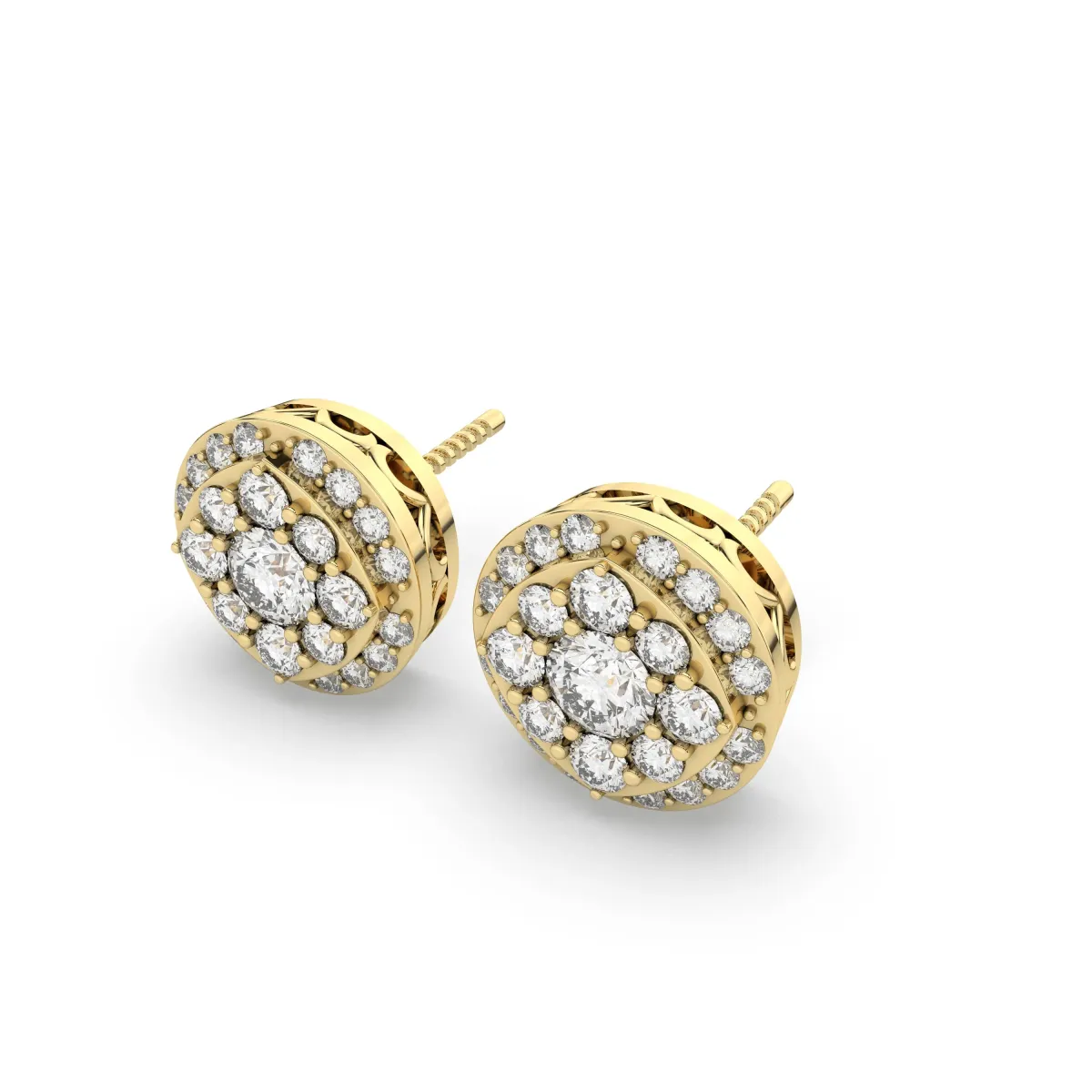 Cluster 0.63 CT.T.W Round Natural Diamond Stylish Stud Earring