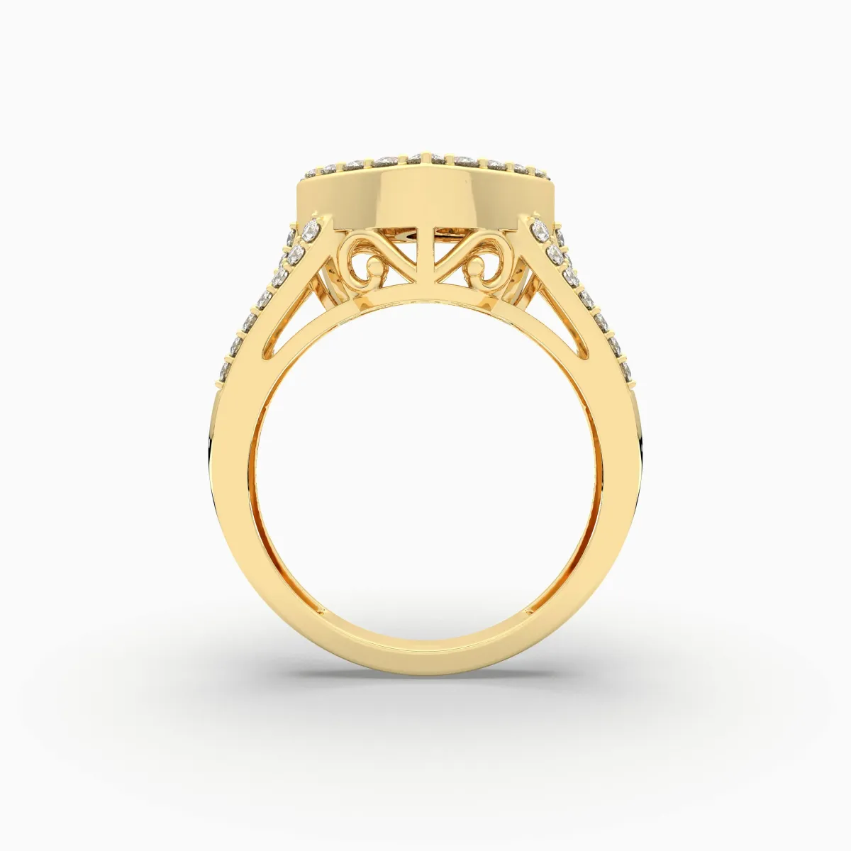 Baguette & Round Cut Natural Diamond Heart Halo Ring