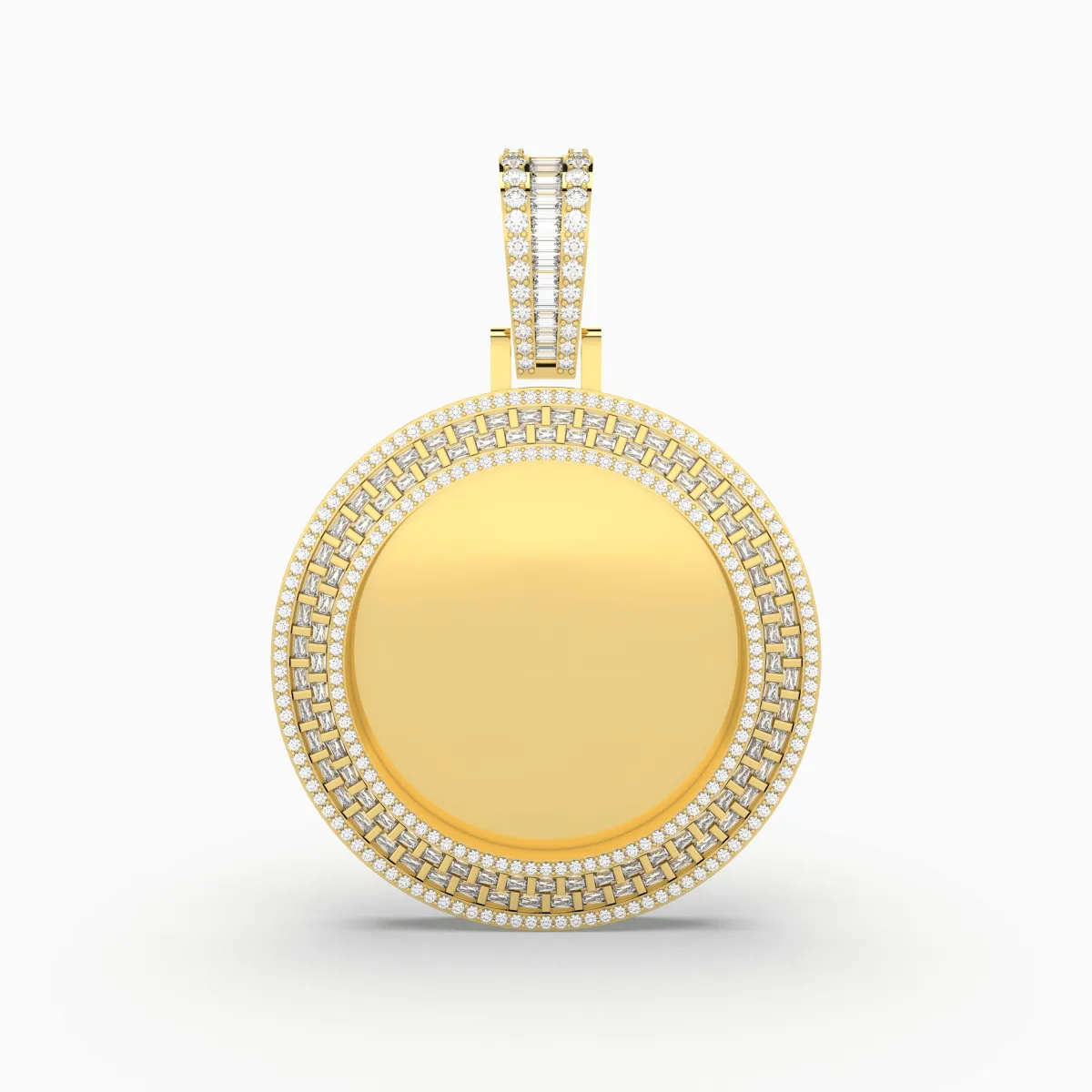 Round And Baguette Natural Diamond Memory Pendant