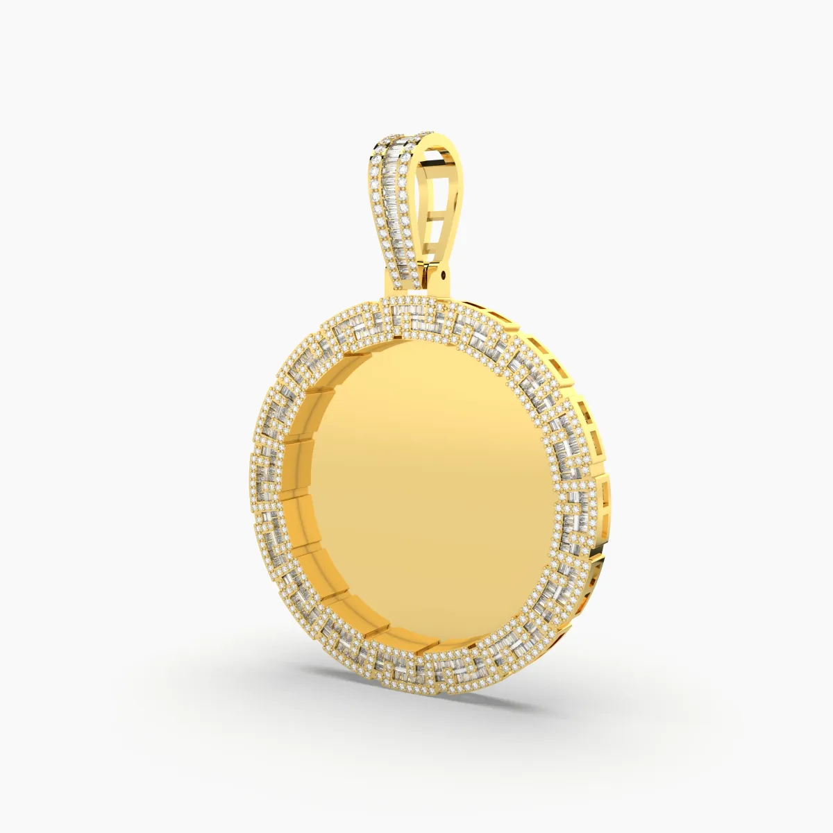 Men'S Natural Diamond Photo Memory Pendant