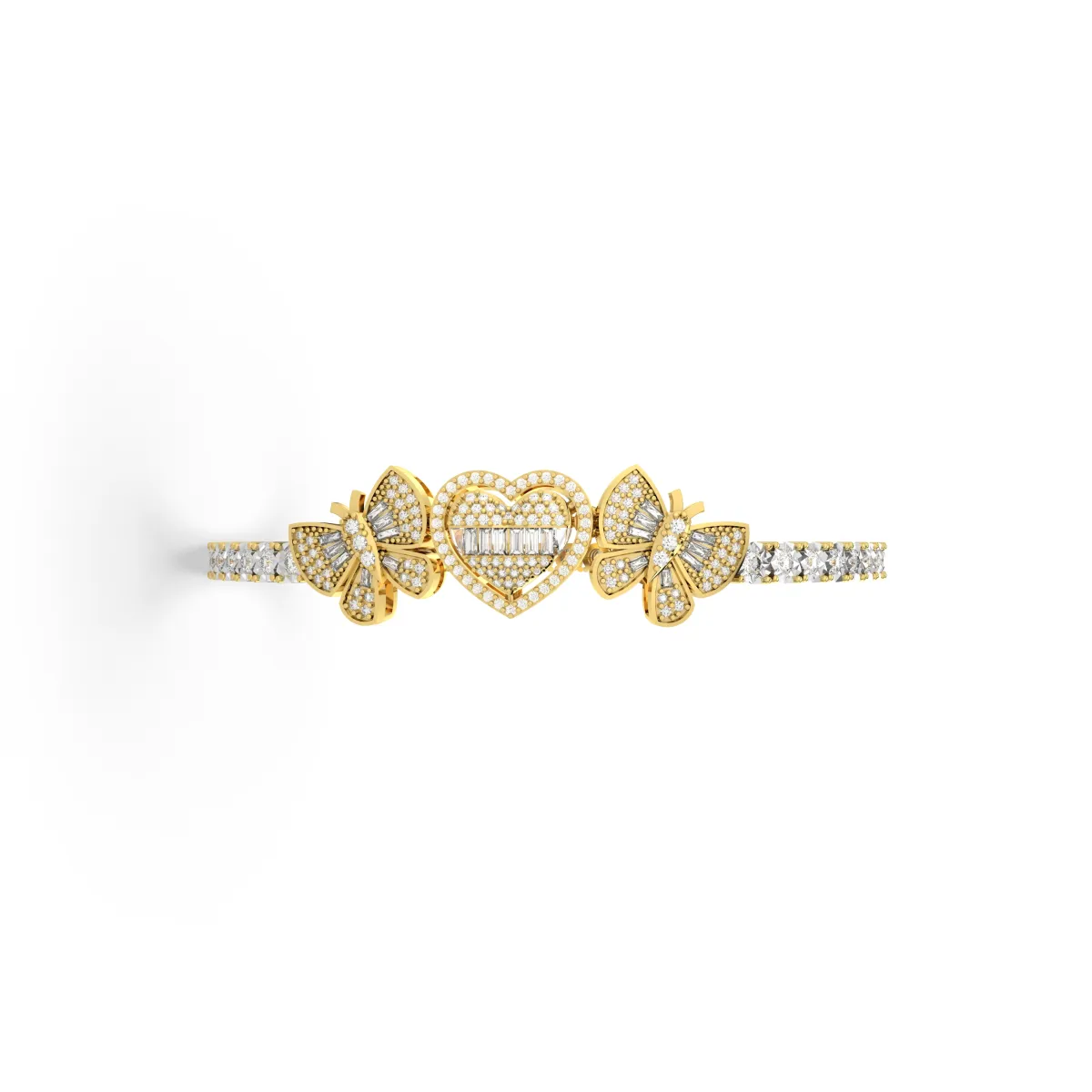 Butterfly And Heart Bangle Bracelet
