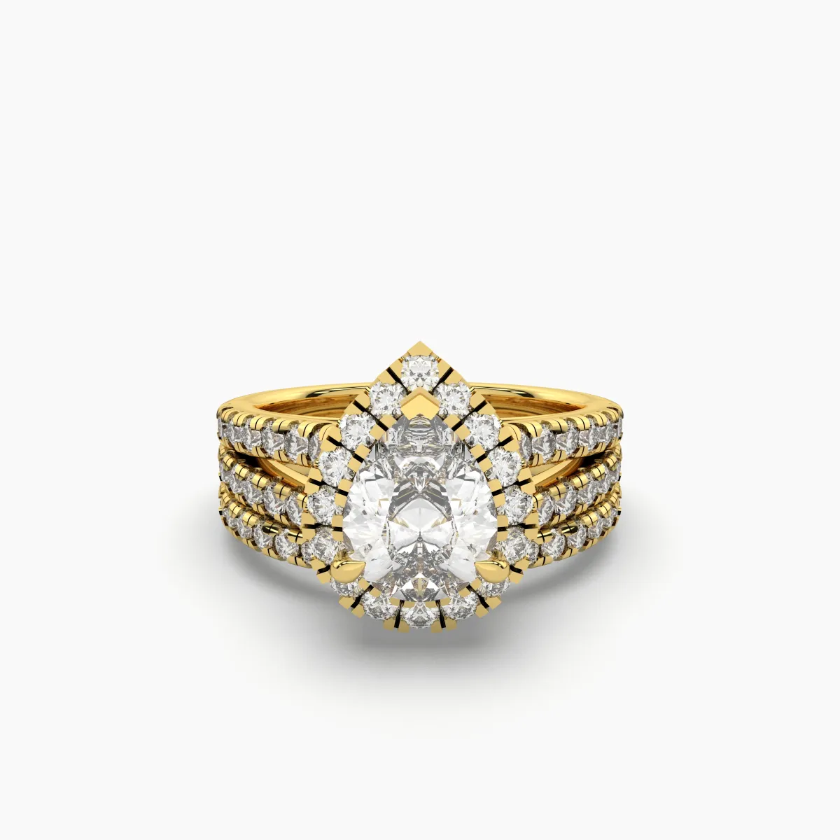 Oval Center Lab Grown Diamond With Three-Layer Halo Engagement Ring