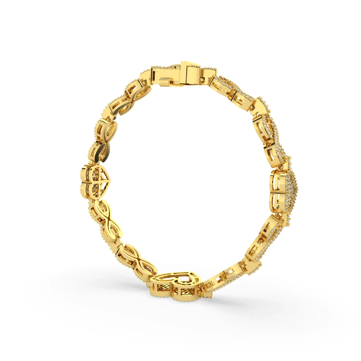 Heart Links Natural Diamond Bracelet