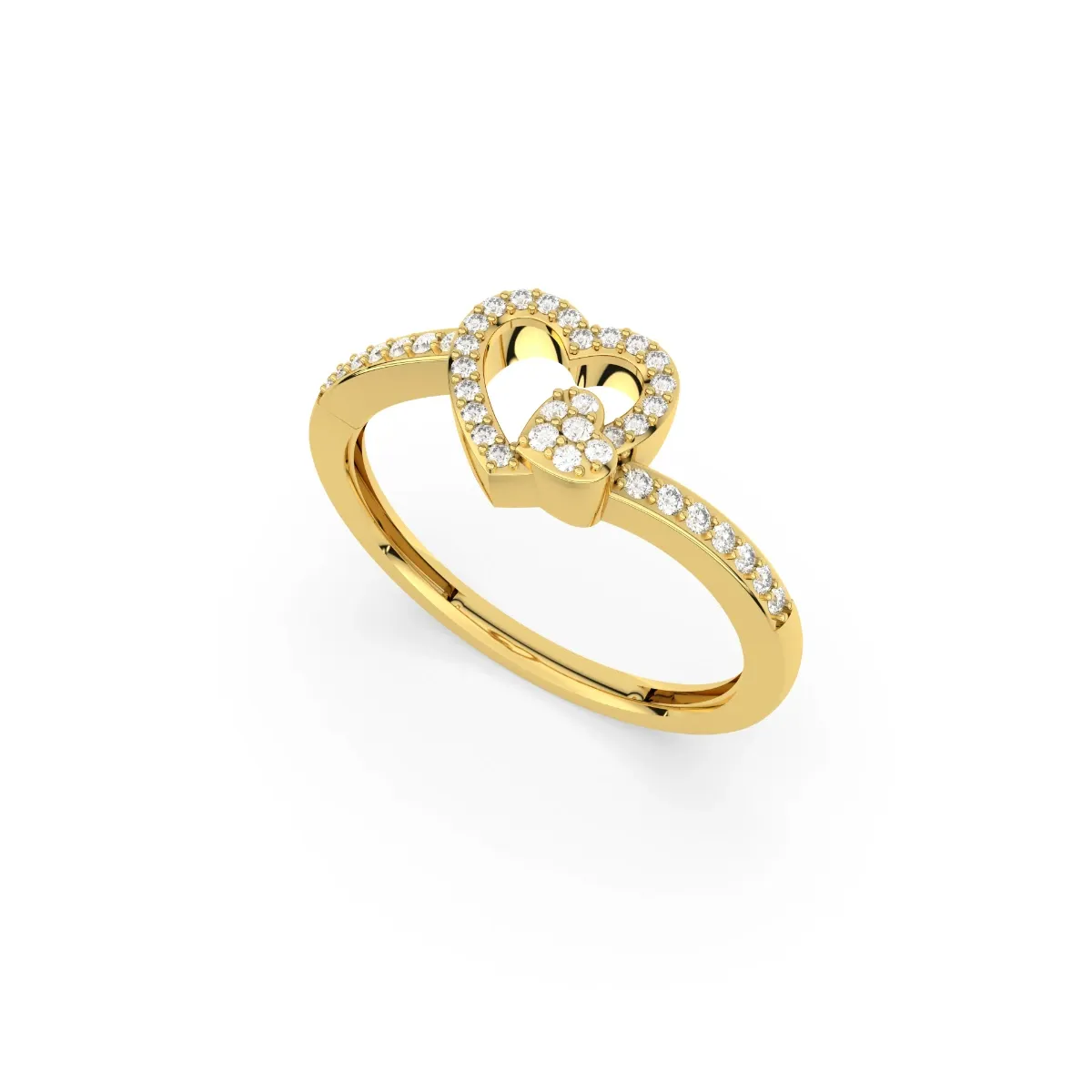 Interlocking Heart Designs Natural Diamond Ring