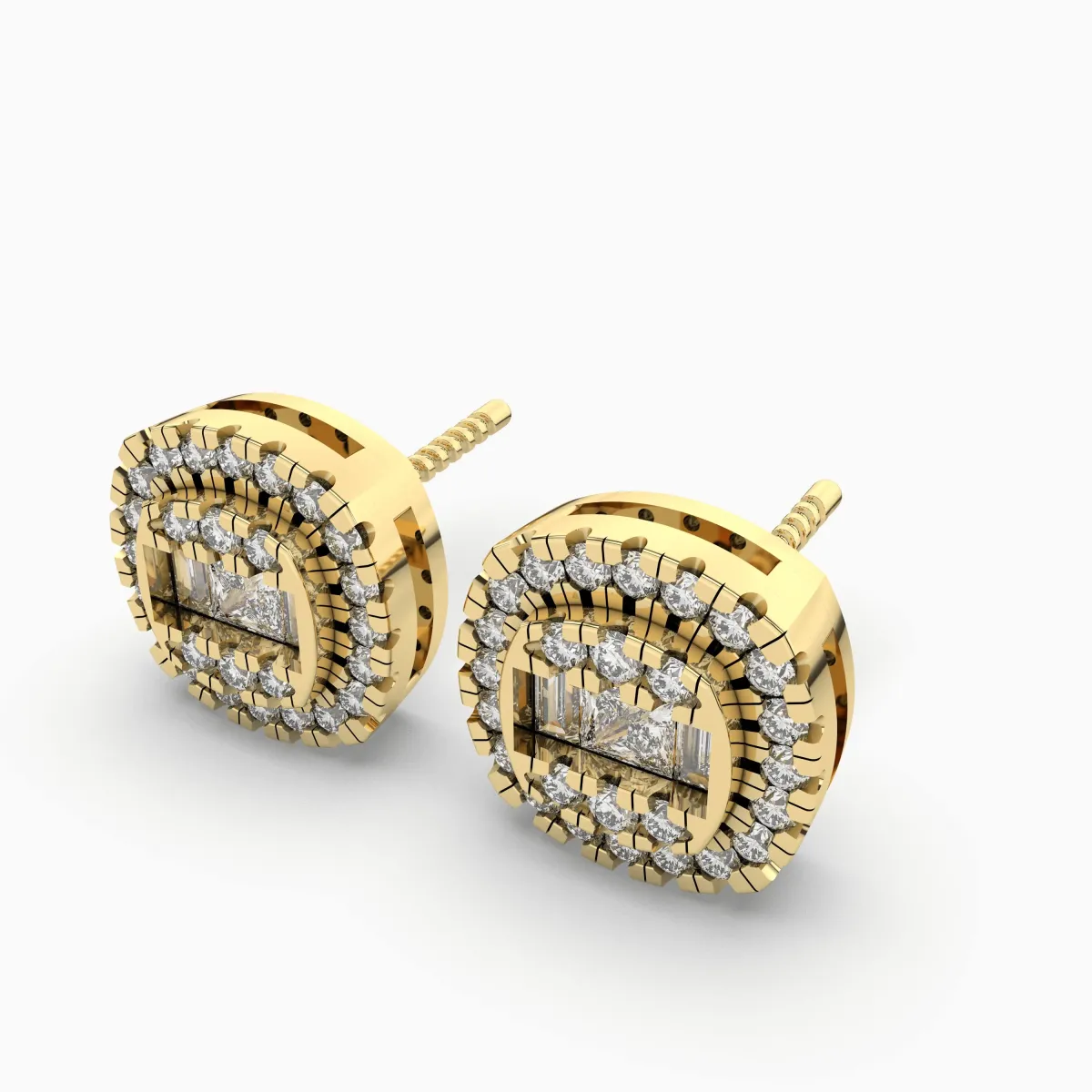 Gold Round Natural Diamond Earrings