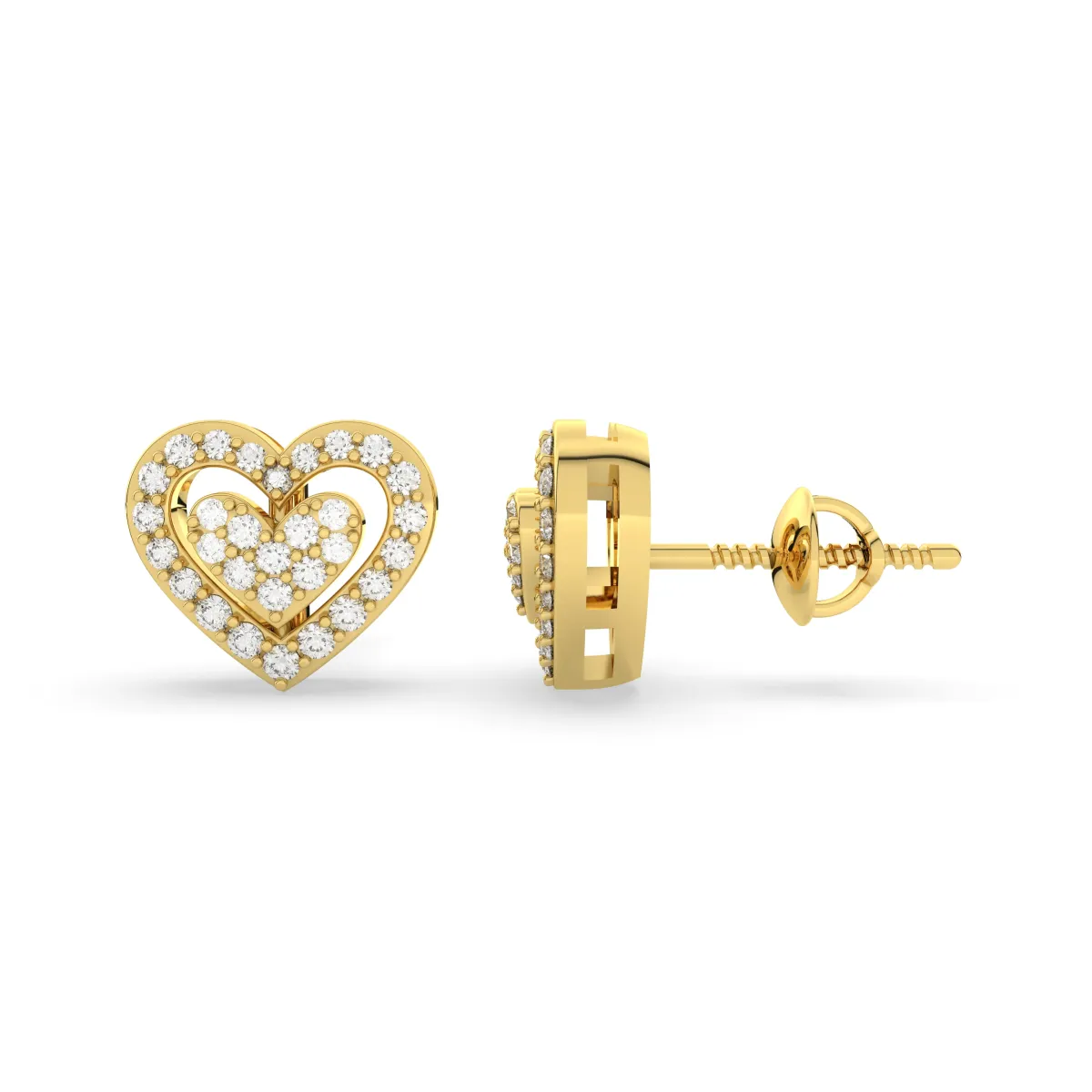 Women'S Natural Diamond Open-Heart Stud Earrings