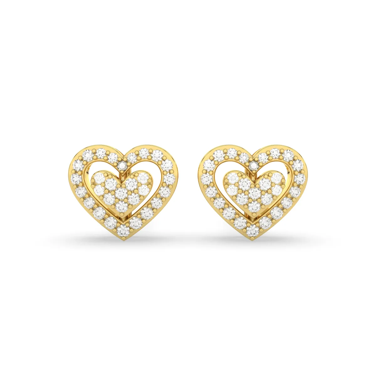 Women'S Natural Diamond Open-Heart Stud Earrings