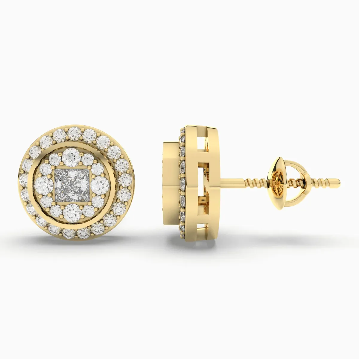 Stepped Cluster 0.54 CT.T.W Natural Diamond Stud Earrings For Women