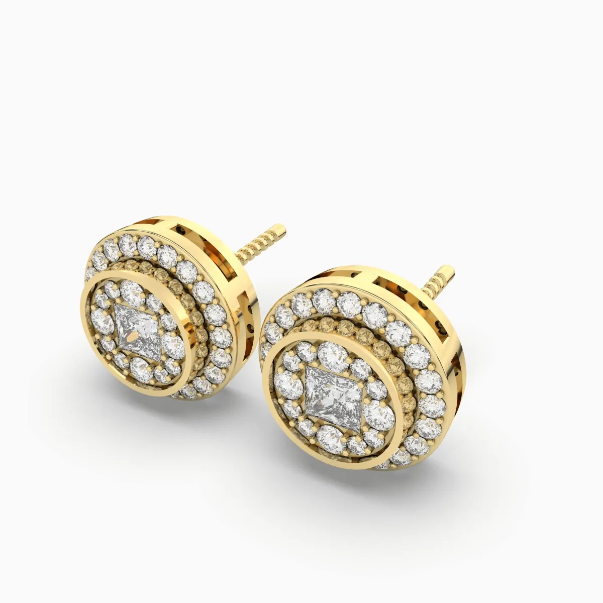 Stepped Cluster 0.54 CT.T.W Natural Diamond Stud Earrings For Women