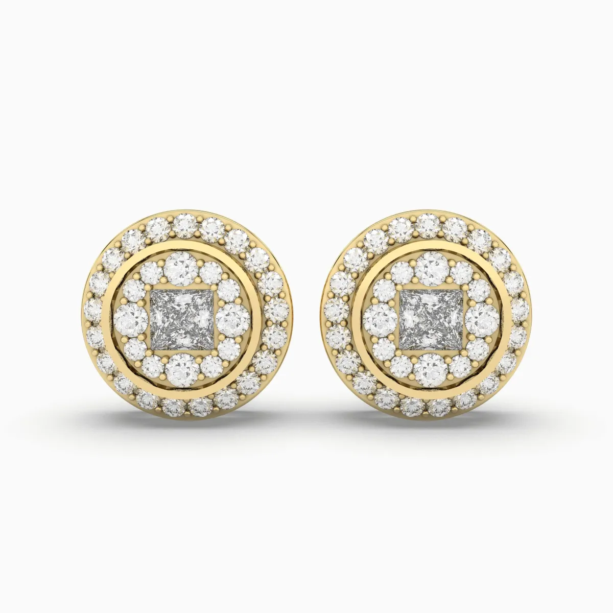 Stepped Cluster 0.54 CT.T.W Natural Diamond Stud Earrings For Women