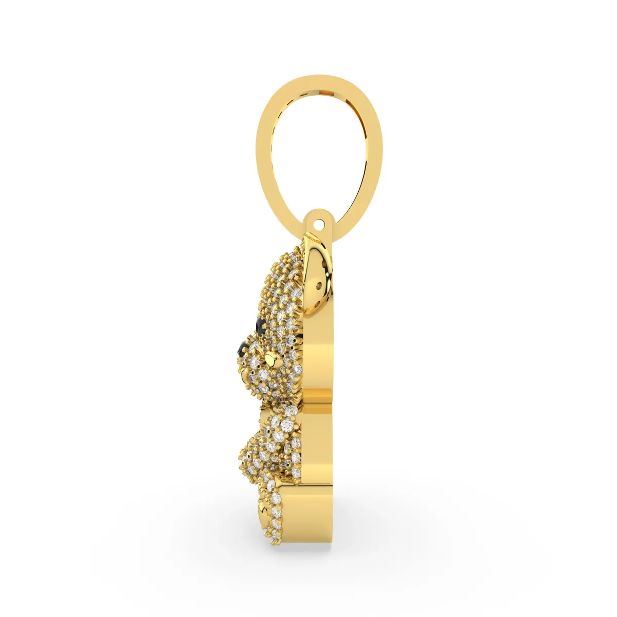 0.79 C.T.T.W Natural Diamond Charm Teddy Bear Pendant