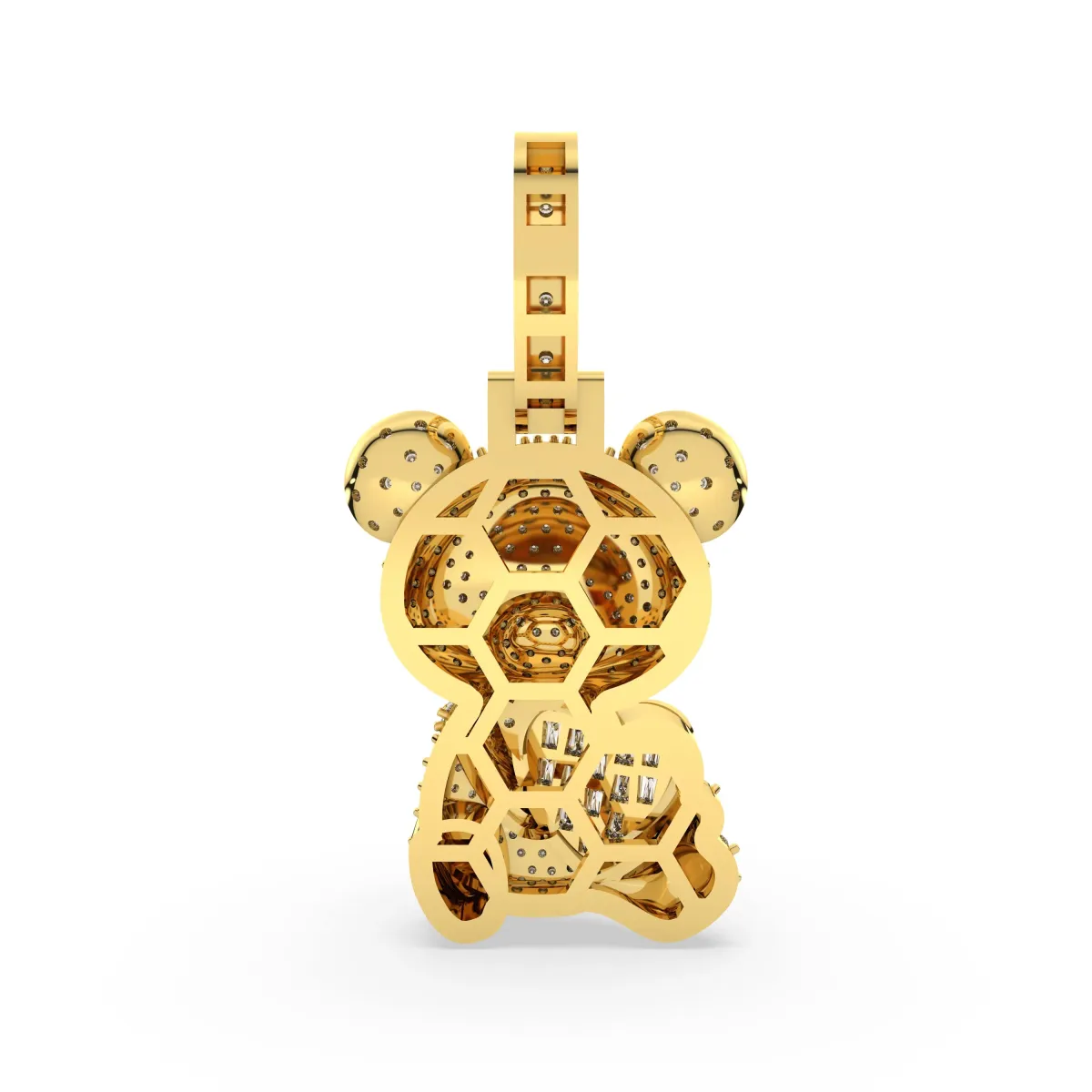 0.79 C.T.T.W Natural Diamond Charm Teddy Bear Pendant