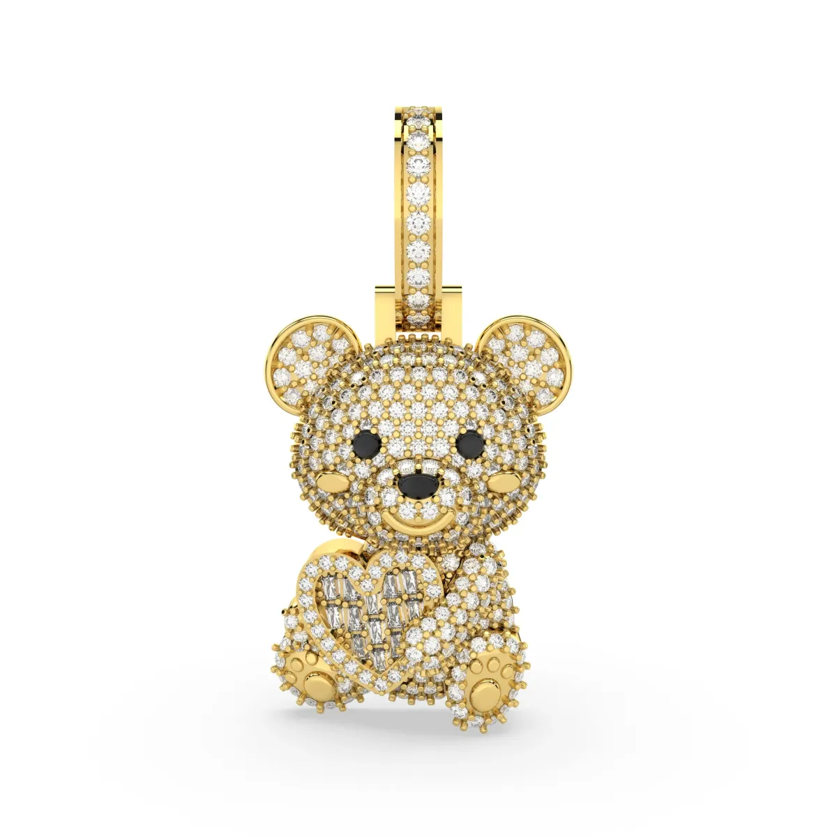 0.79 C.T.T.W Natural Diamond Charm Teddy Bear Pendant