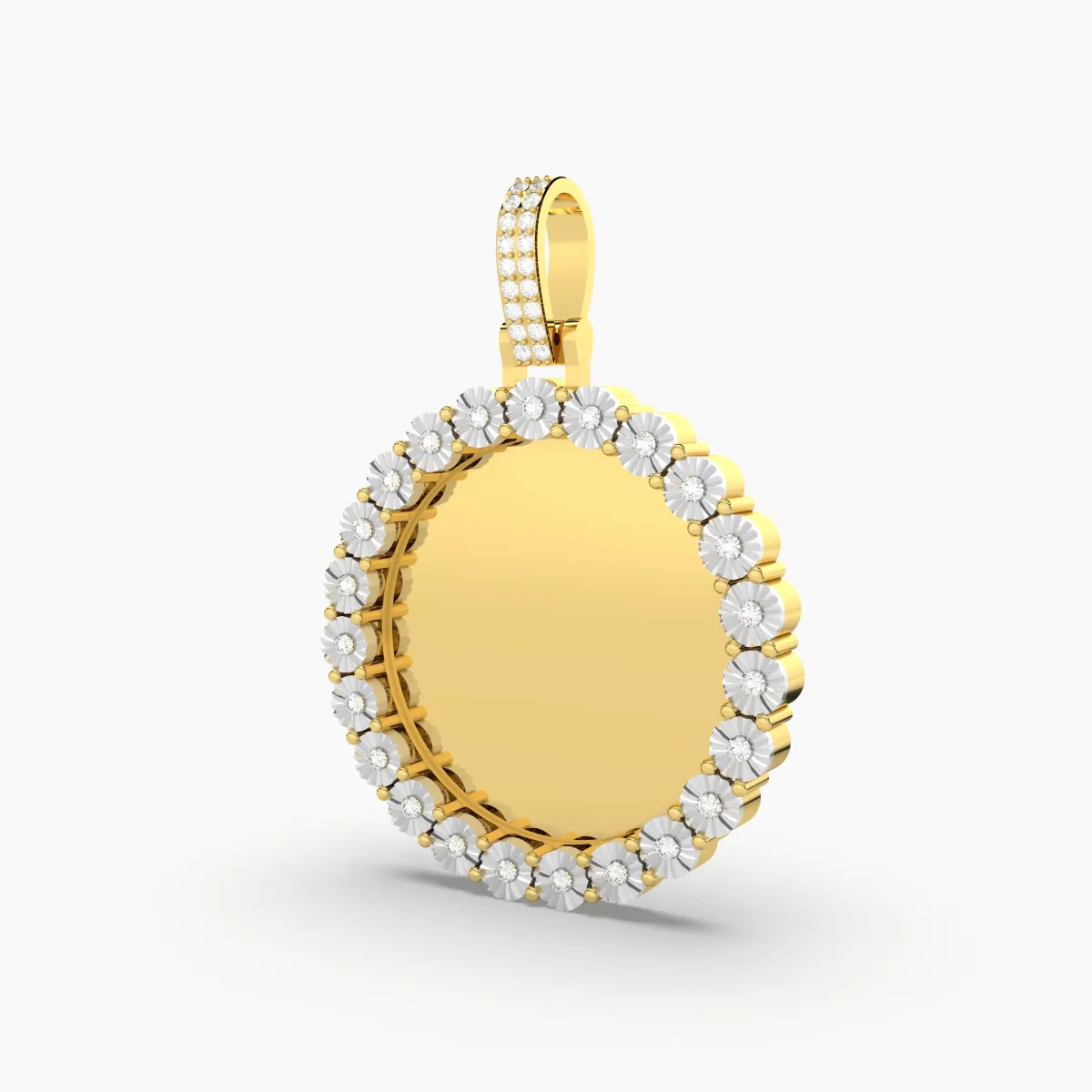 Round Cut Natural Diamond Memory Pendant For Men