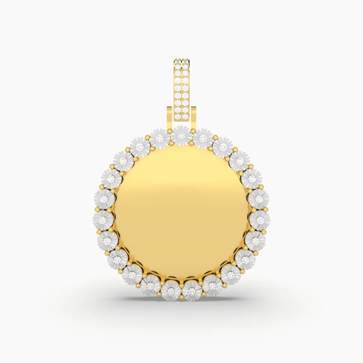 Round Cut Natural Diamond Memory Pendant For Men