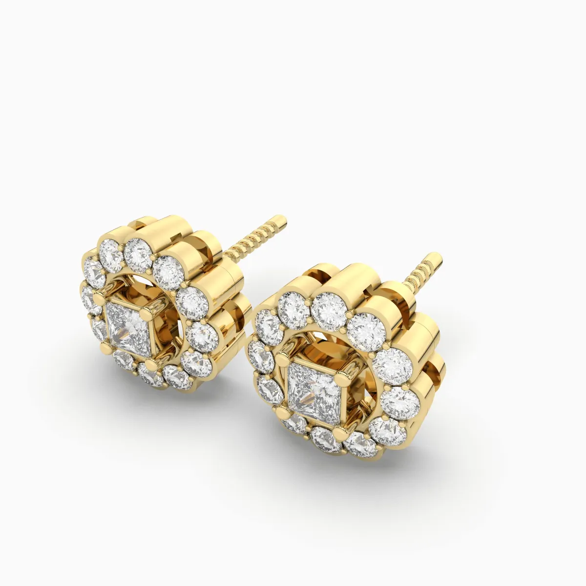 Flower Natural Diamond Cluster Stud Earrings