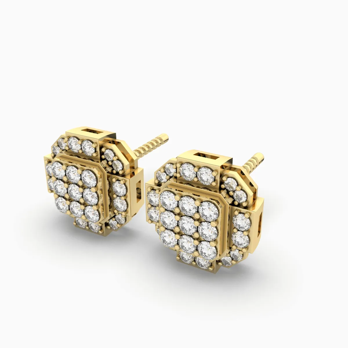 Baguette Shape Natural Diamonds Stud Earrings