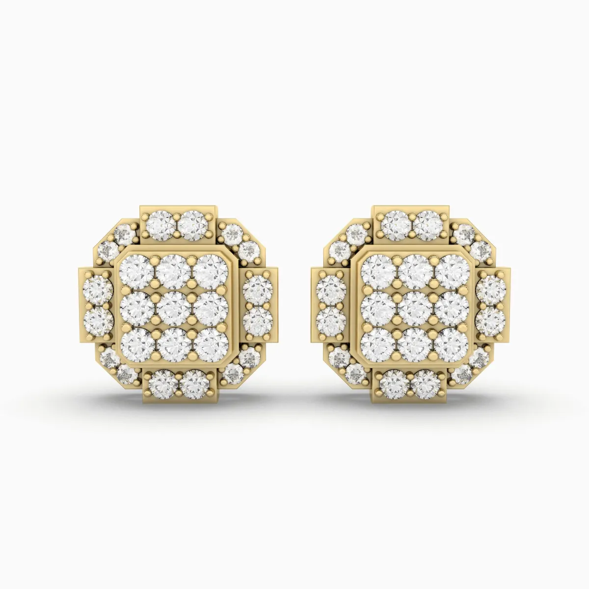 Baguette Shape Natural Diamonds Stud Earrings