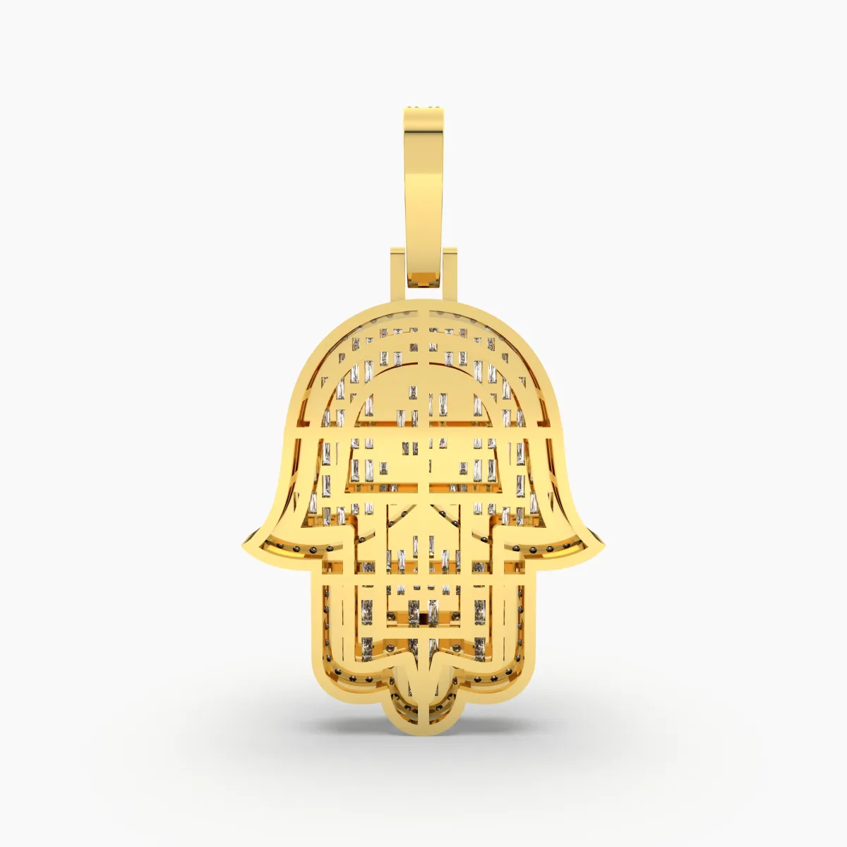 10K Natural Diamond Hamsa Pendant