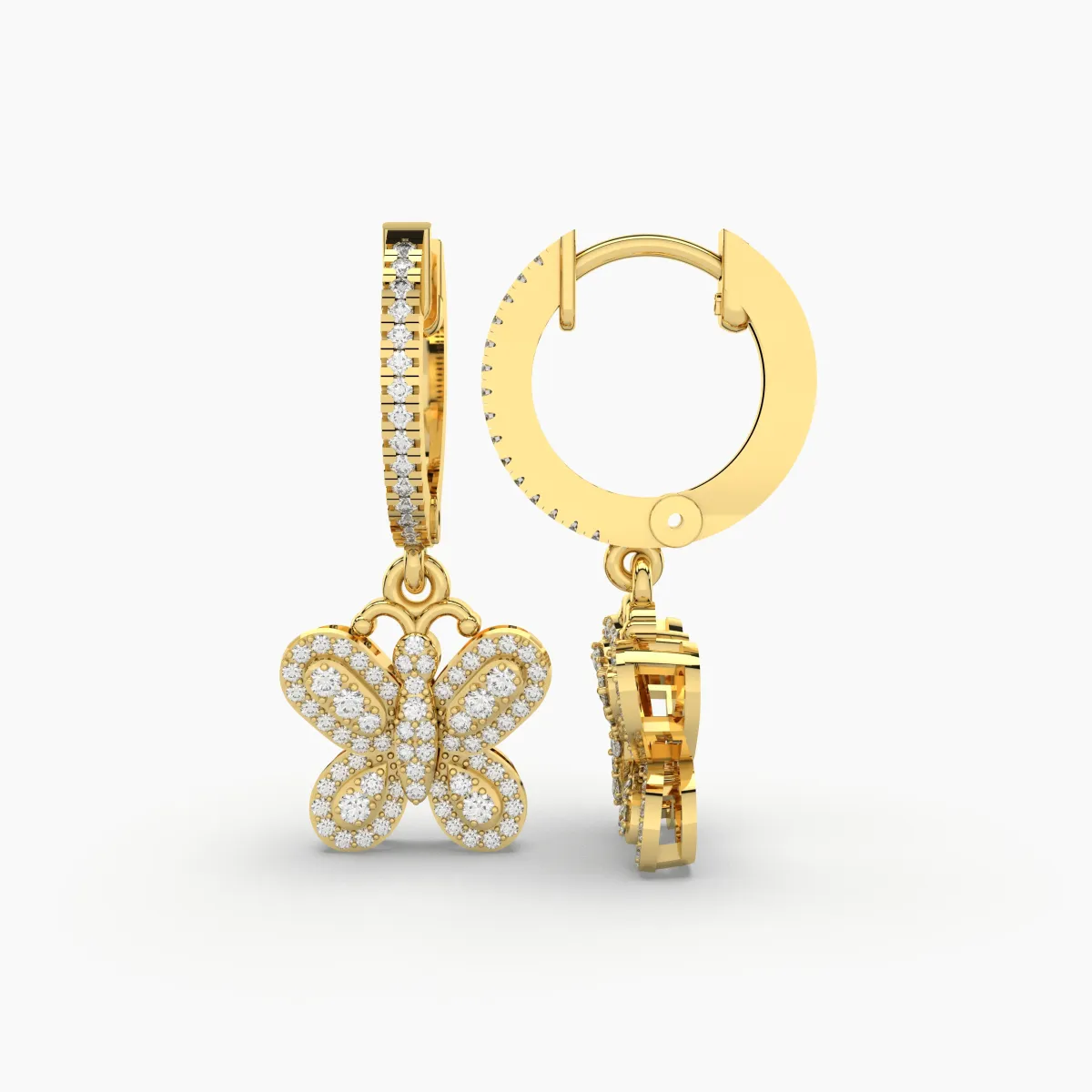 Pave Butterfly Huggie Earrings