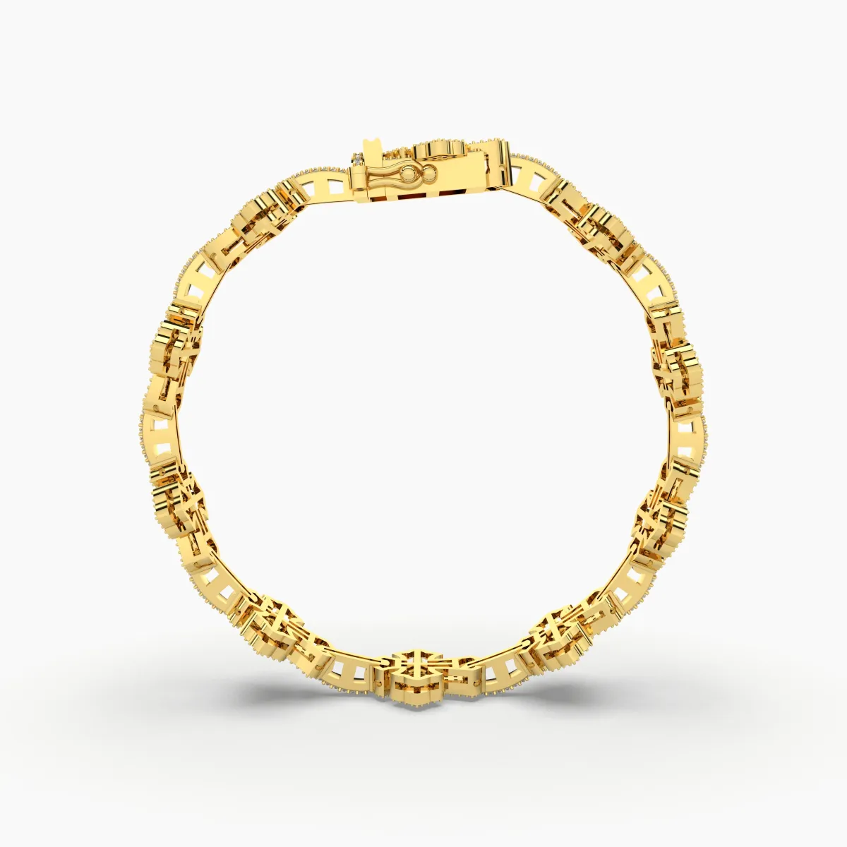 Natural Diamond Link Bracelet Featuring A Cross-Style Design