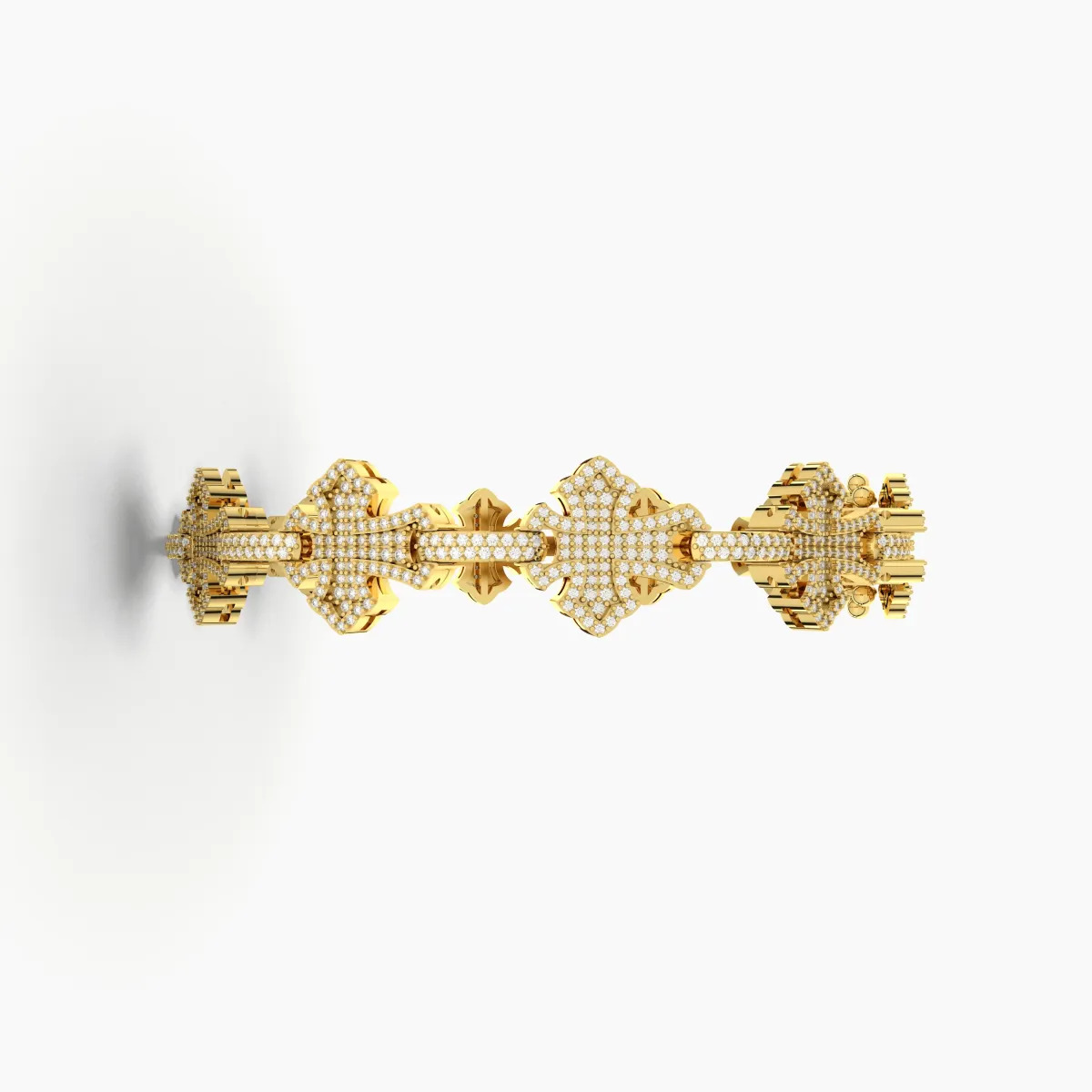 Natural Diamond Link Bracelet Featuring A Cross-Style Design