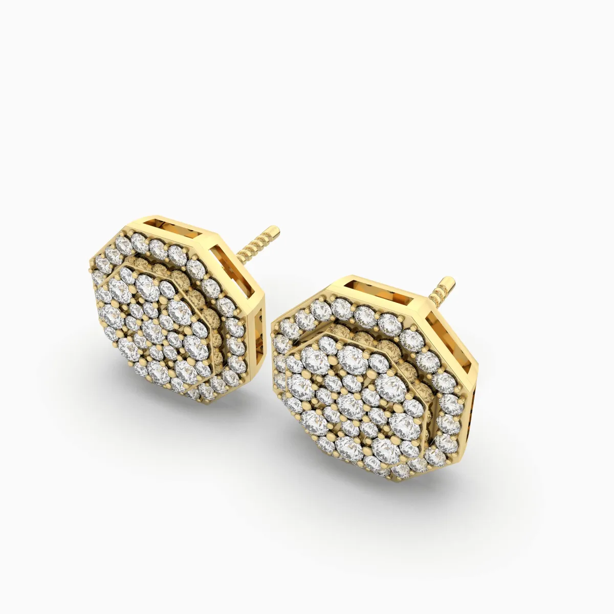 Lustrous Hexa Pattern Natural Diamond Earrings