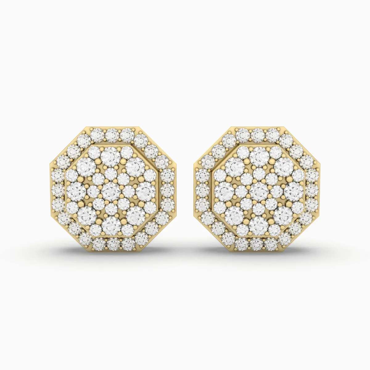Lustrous Hexa Pattern Natural Diamond Earrings