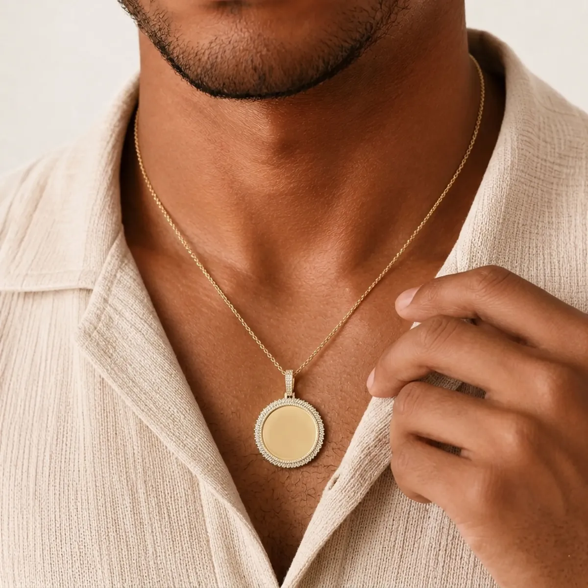 Natural Round Diamond Memory Or Picture Pendant