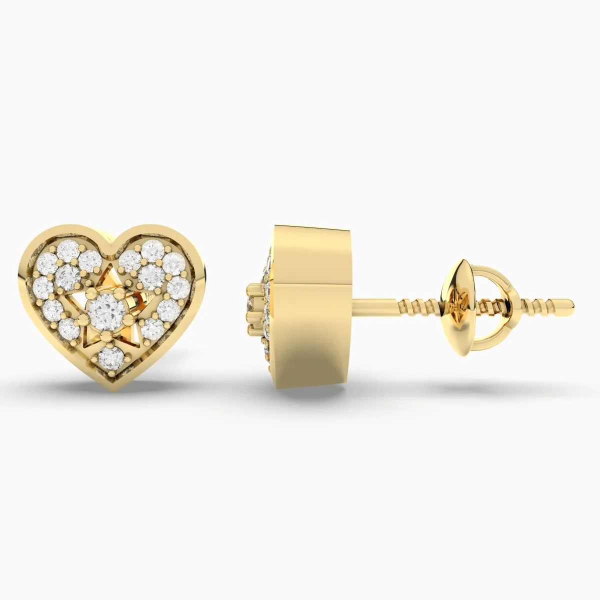 Sparkling Heart Halo Natural Diamond Stud Earrings For Women