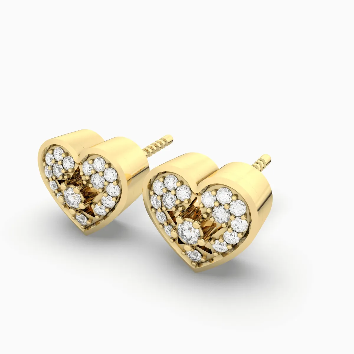 Sparkling Heart Halo Natural Diamond Stud Earrings For Women