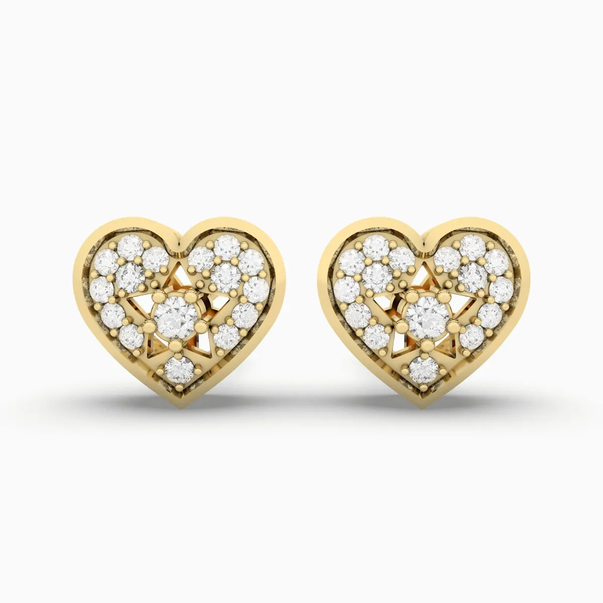 Sparkling Heart Halo Natural Diamond Stud Earrings For Women
