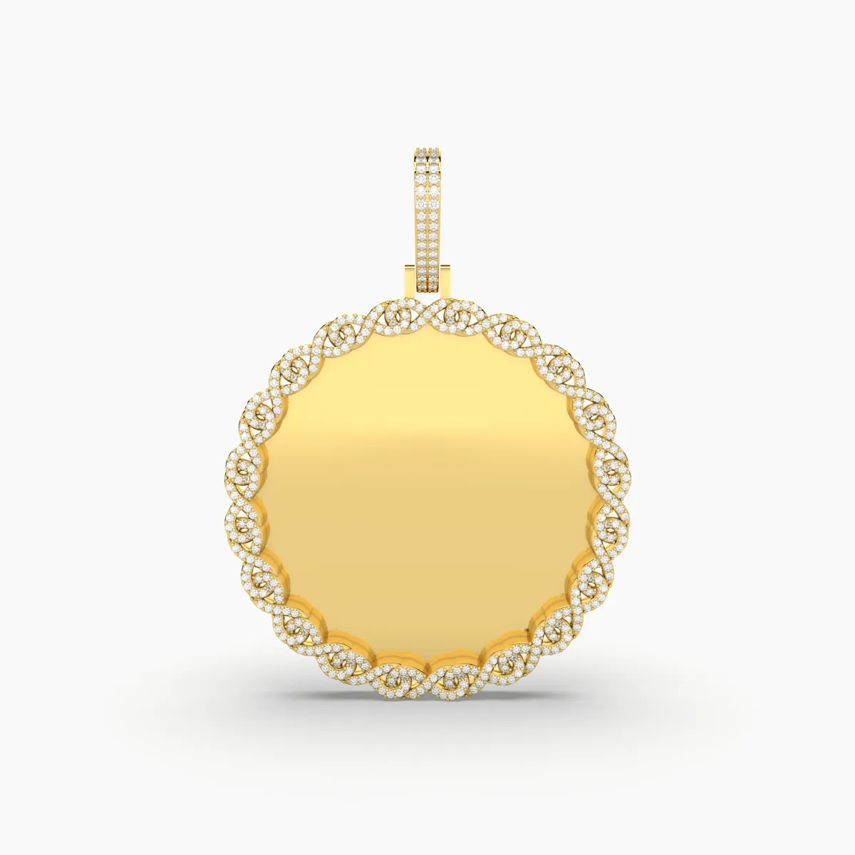 Round Natural Diamond Encrusted Photo Or Memory Pendant