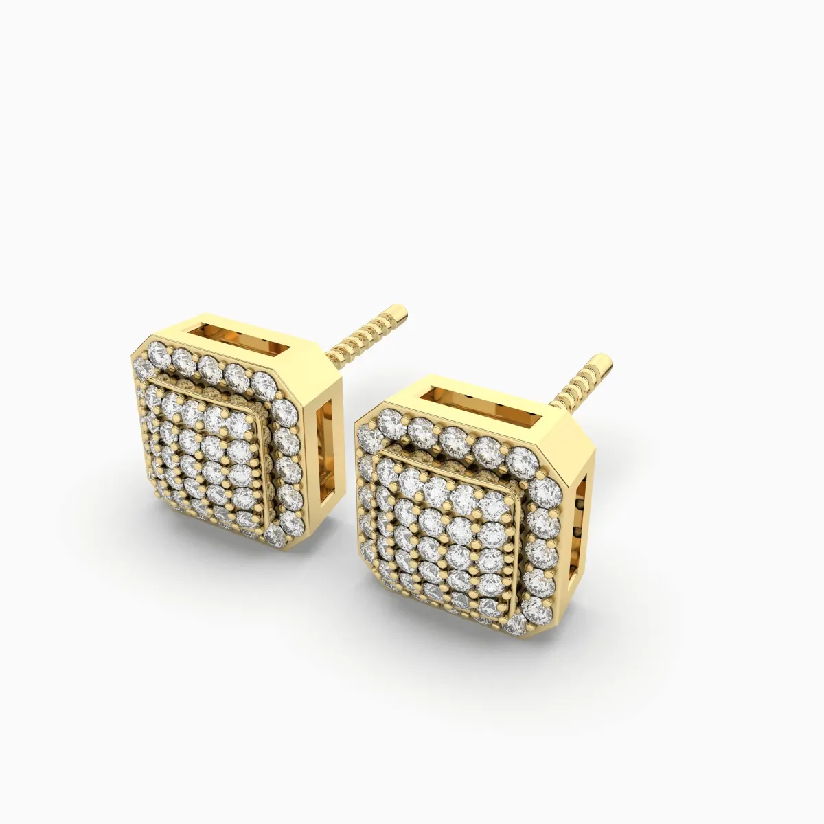 Square 2.43 CT.T.W Natural Diamond Stud Earring