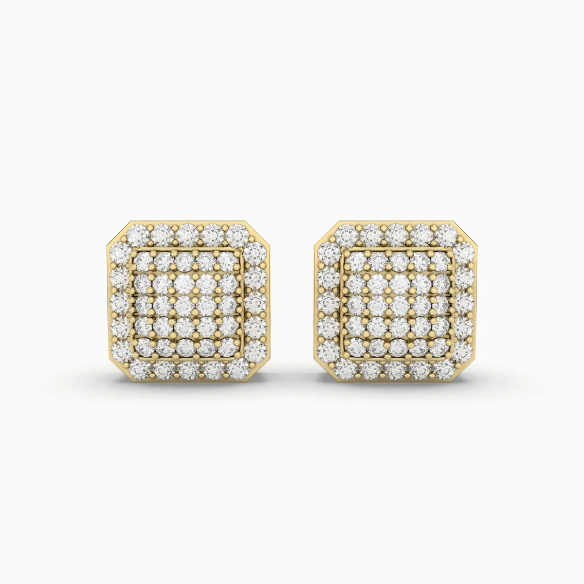 Square 2.43 CT.T.W Natural Diamond Stud Earring