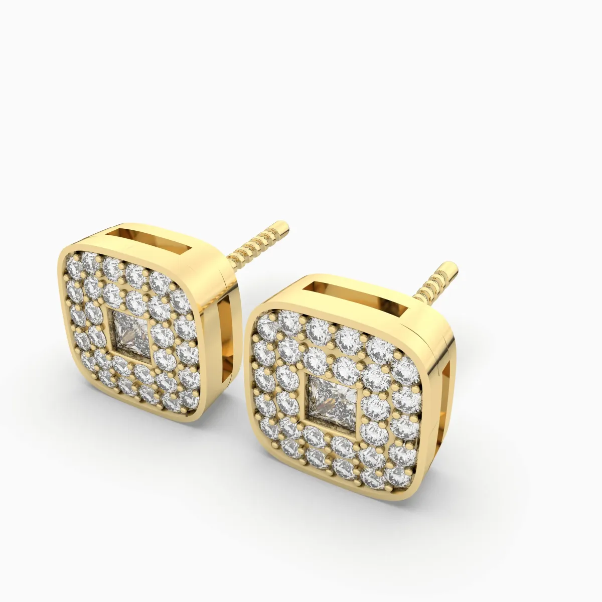 Square Natural Diamond Stud Earrings 0.27 CT. Prong Set Natural Diamonds