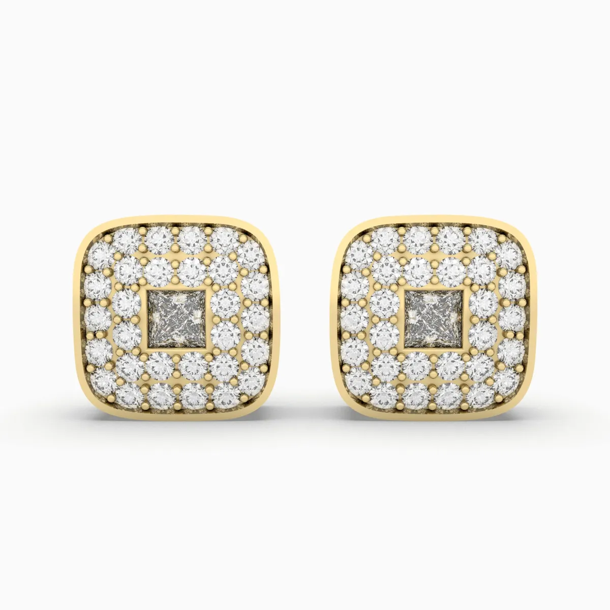 Square Natural Diamond Stud Earrings 0.27 CT. Prong Set Natural Diamonds