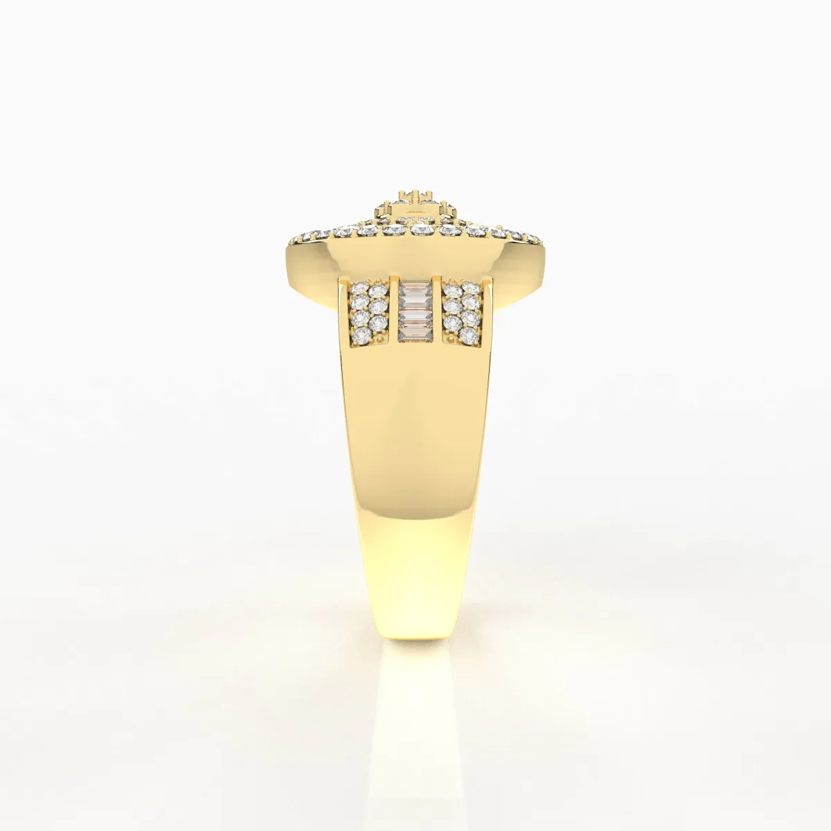 Tier Step Statement Gold Natural Diamond Round Ring